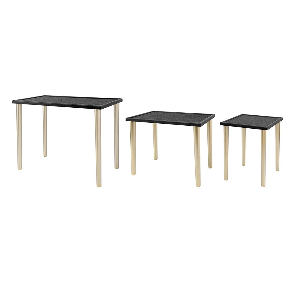 Side Tables (Set of 3) - Black / Gold by HouseOfZazla