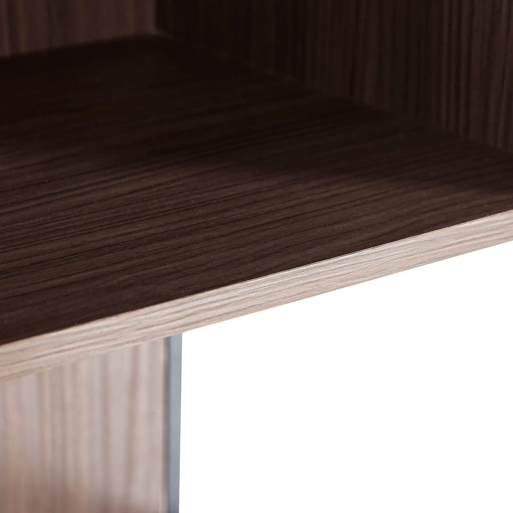 Modern Minimalist Tall Lighted Display Cabinet With Tempered Glass Door - Black / Dark Walnut by HouseOfZazla