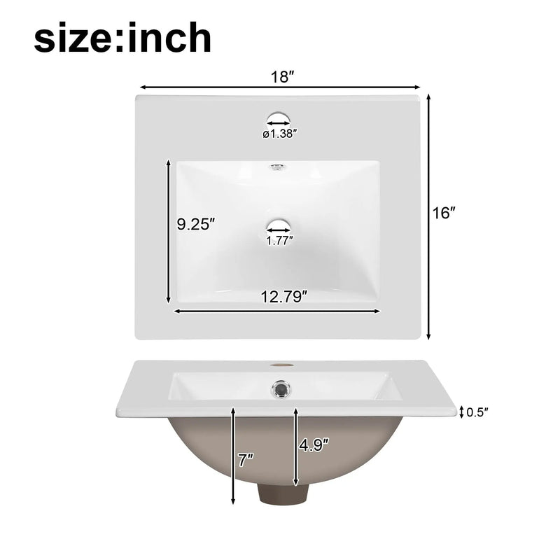 Bathroom Vanity With Ceramic Sink, Soft Close Drawers, Door Organizer, Divider Drawer, Adjustable Foot Pads by HouseOfZazla