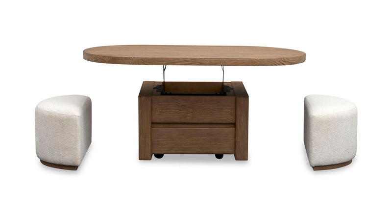 Hayden - Lift Top Storage Cocktail Table With Casters And Two Upholstered Stools - Golden Oat, photo 4 of 7