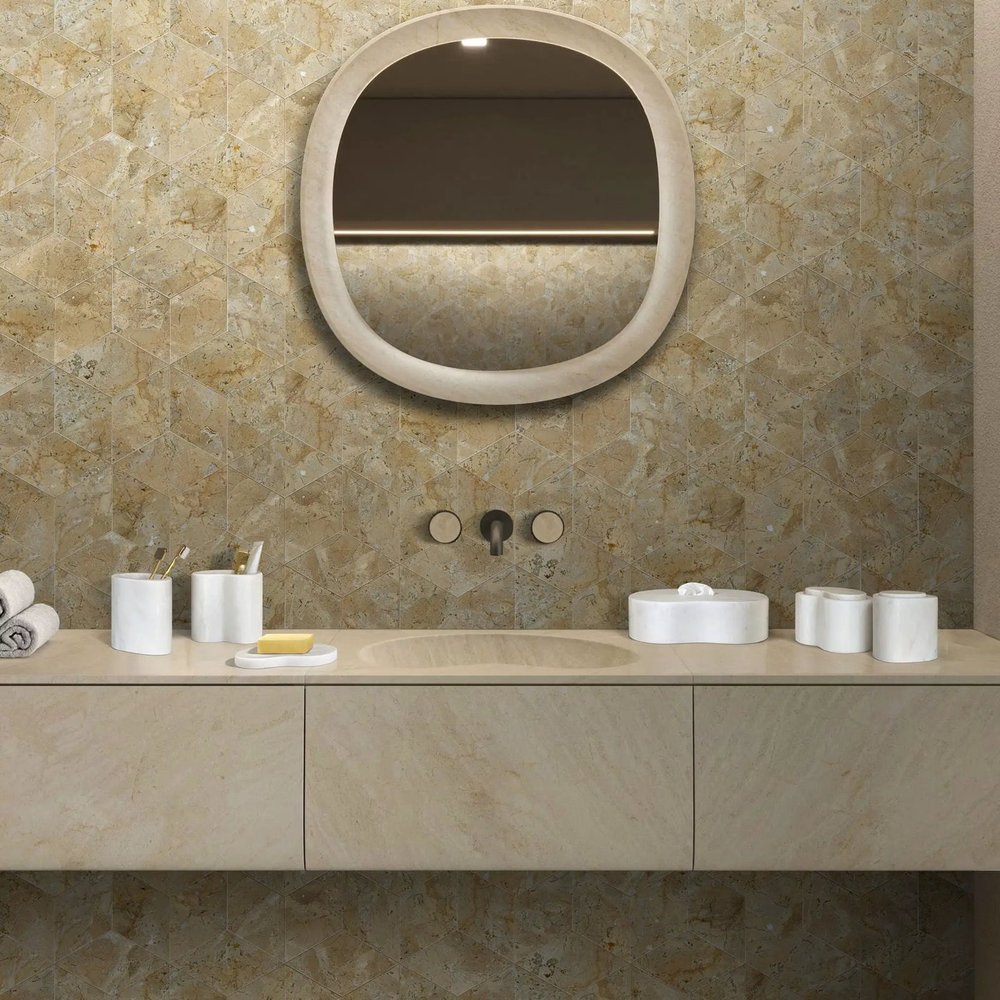 Elegant Natural Marble Bathroom Accessories Set by HouseOfZazla
