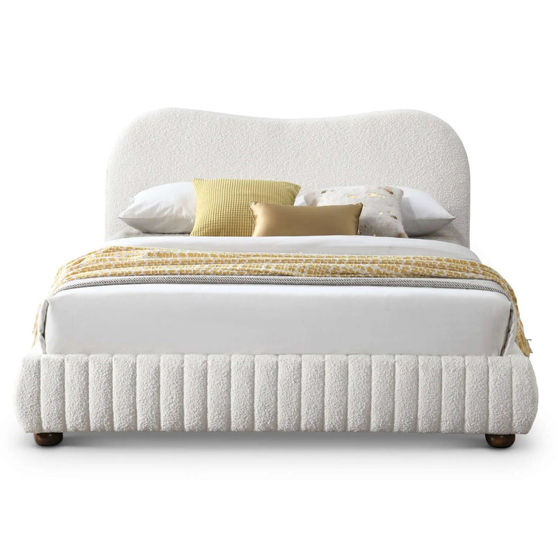 Norme - Queen Size Upholstered Low Profile Platform Bed - Cream by HouseOfZazla