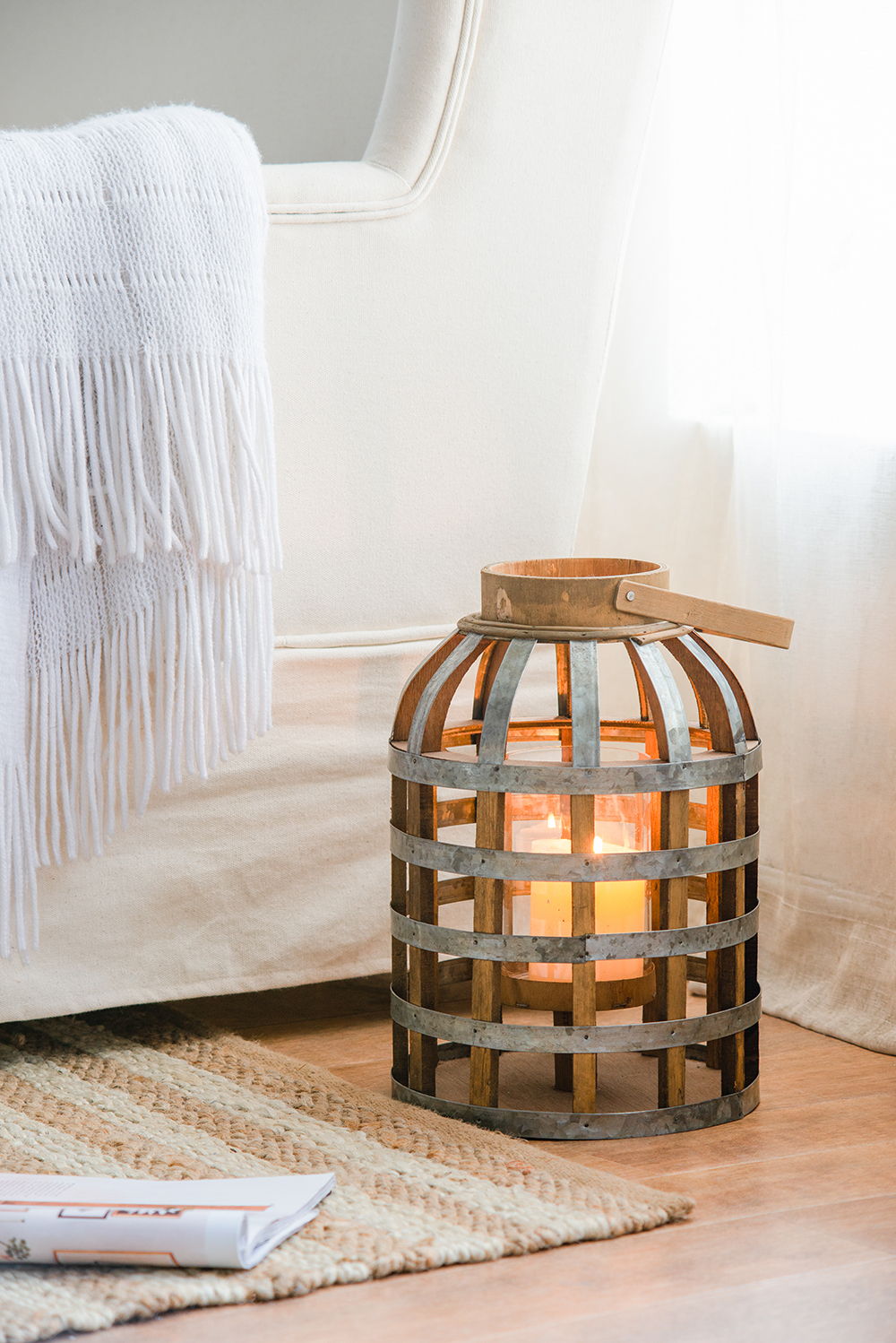 Decorative Wooden Lantern with Handle - Pearl Silver, photo 16 of 25