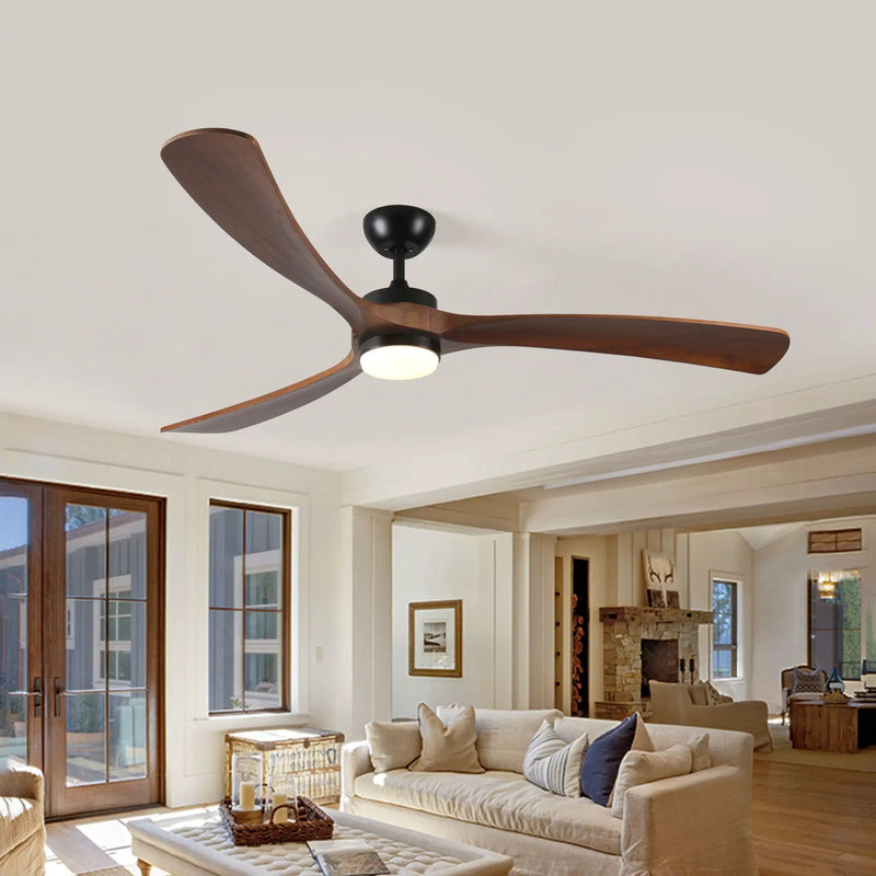 Solid Wood Ceiling Fan With Lights And Remote Control Indoor Outdoor Ceiling Fan 3 Wooden Blades Modern Ceiling Fan For Porch Living Room Bedroom by HouseOfZazla