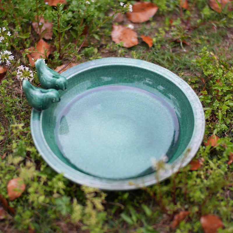 Handmade Ceramic Bird Bath, 11.8 Inch Forest by HouseOfZazla