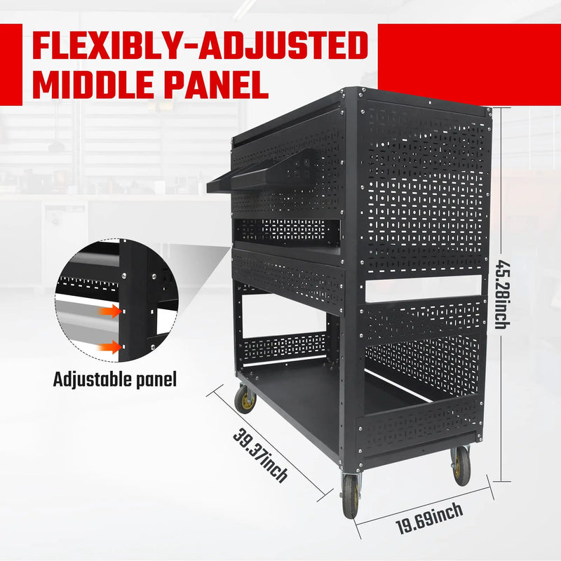 3-Tier DIY Detachable Utility Cart With Steel Pegboard by HouseOfZazla