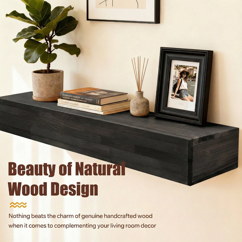 72" Rustic Wood Fireplace Mantel,Wall-Mounted & Floating Shelf for Home Decor, photo 10 of 10