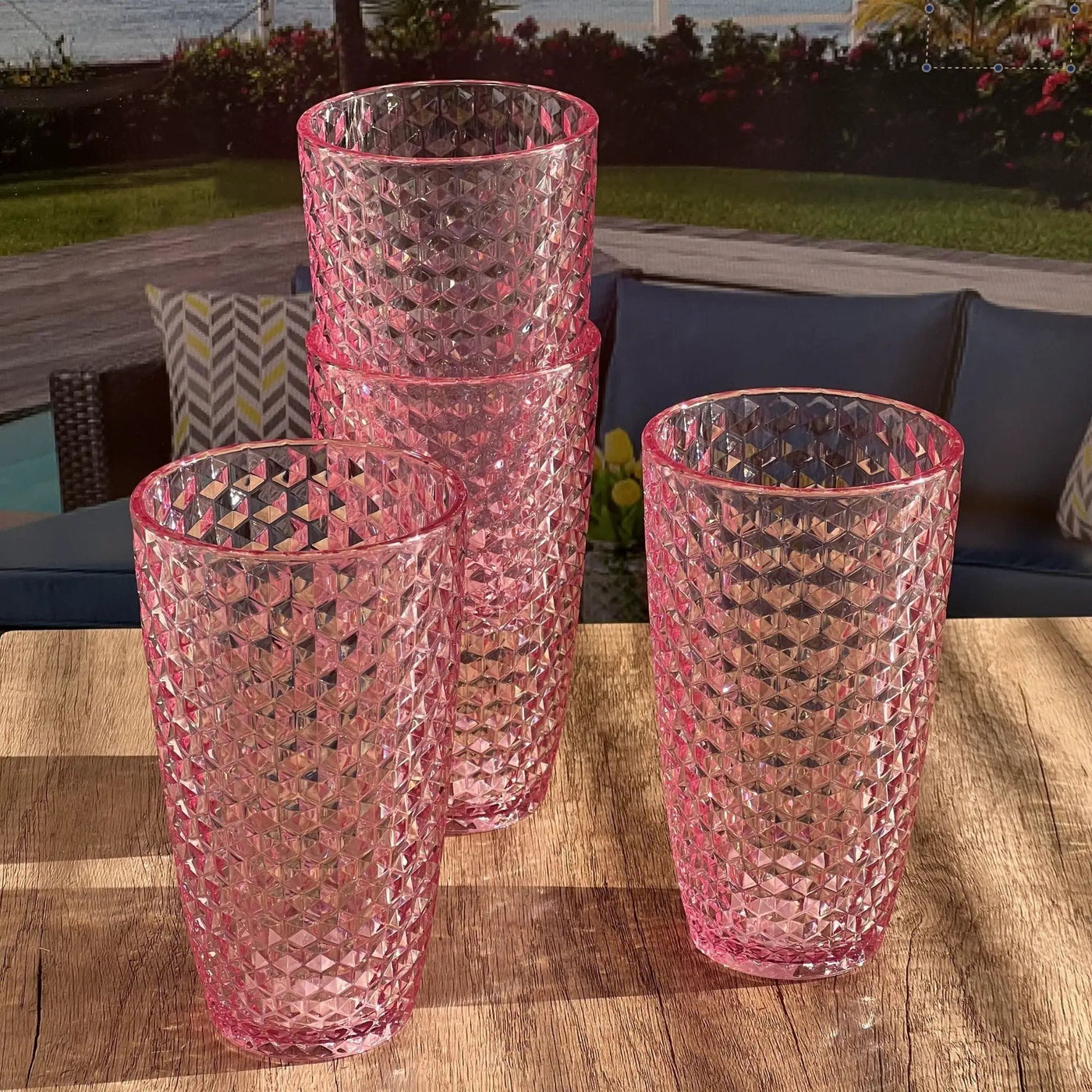 Leading Ware Diamond Cut Acrylic Drinking Glasses (Set of 4) by HouseOfZazla