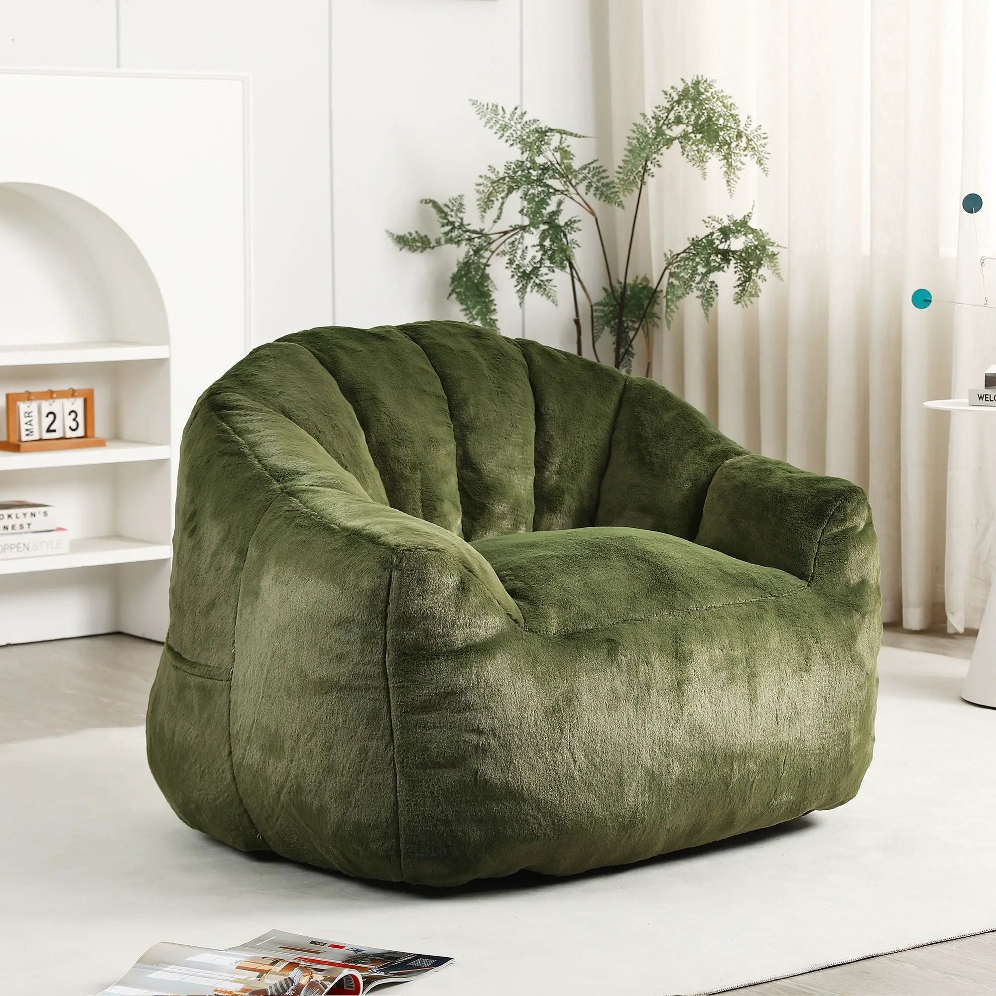 Beanbag Chair, Beanbag Sofa Chair With Armrests Stuffed High Density Foam by HouseOfZazla