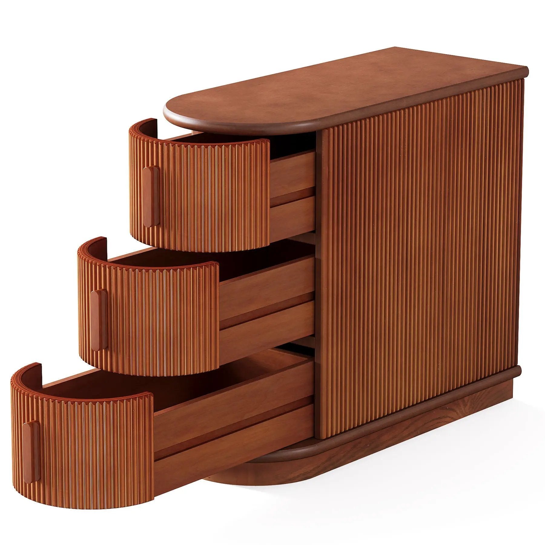 3 Drawer End Table, Semi Oval For Living Classic Accent Furniture - Walnut by HouseOfZazla