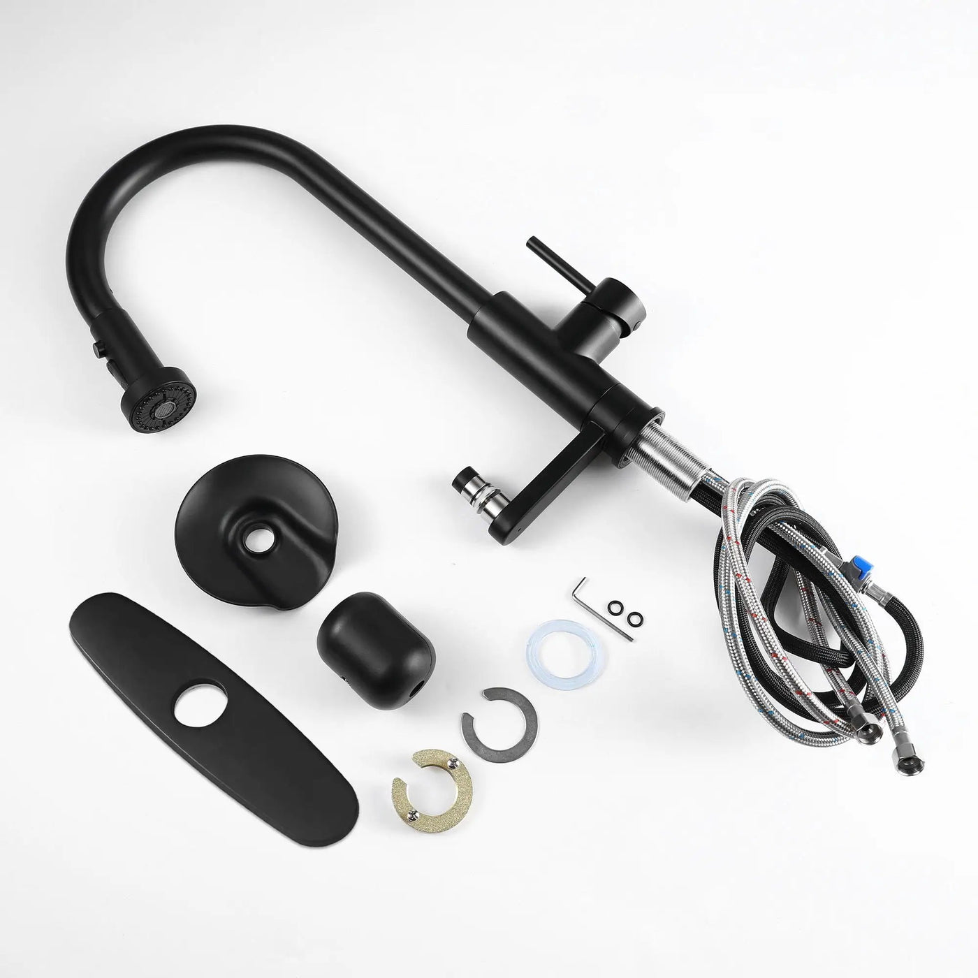 3 In 1 Kitchen Faucet With Press Type Glass Rinser, High Arc Pull Down Sprayer by HouseOfZazla