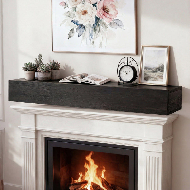 72" Rustic Wood Fireplace Mantel,Wall-Mounted & Floating Shelf for Home Decor