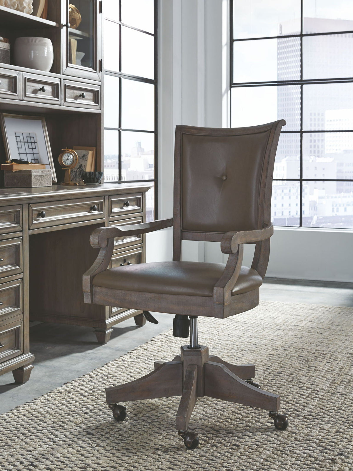 Lancaster - Fully Upholstered Swivel Chair - Dove Tail Gray, photo 5 of 7