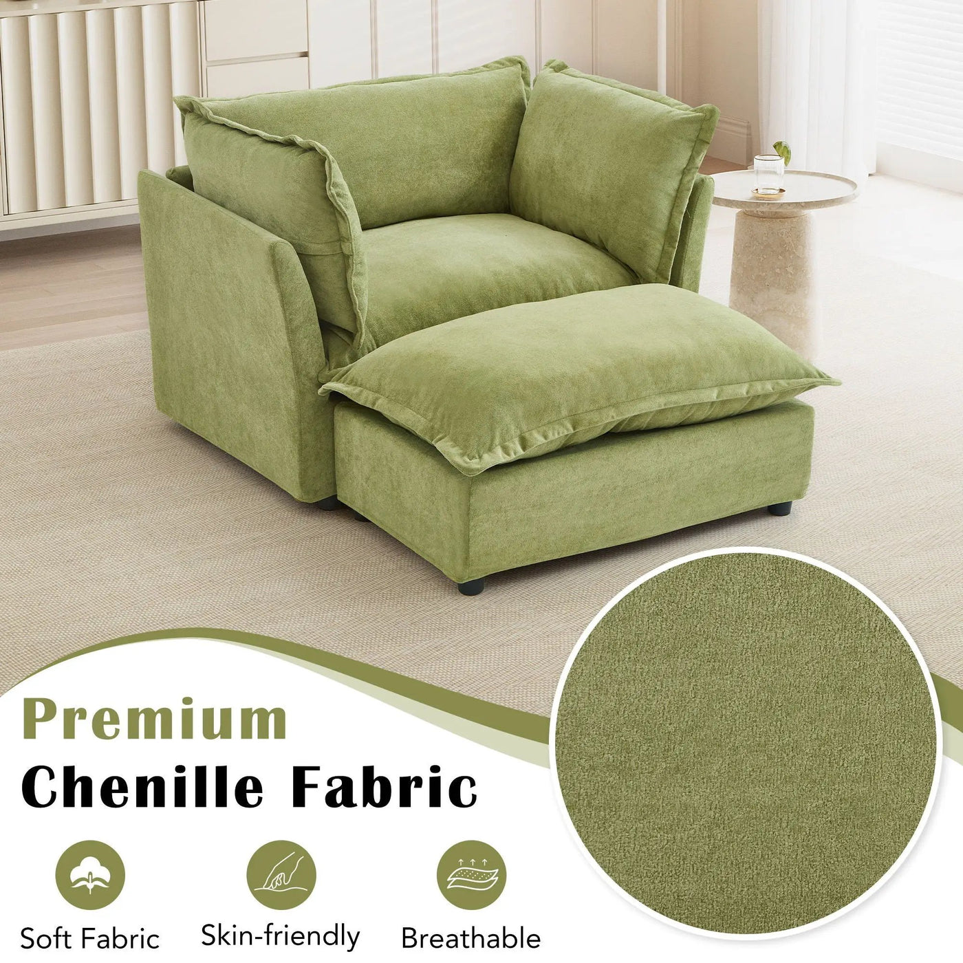 Modern Armchair Sofa With Movable Ottoman by HouseOfZazla