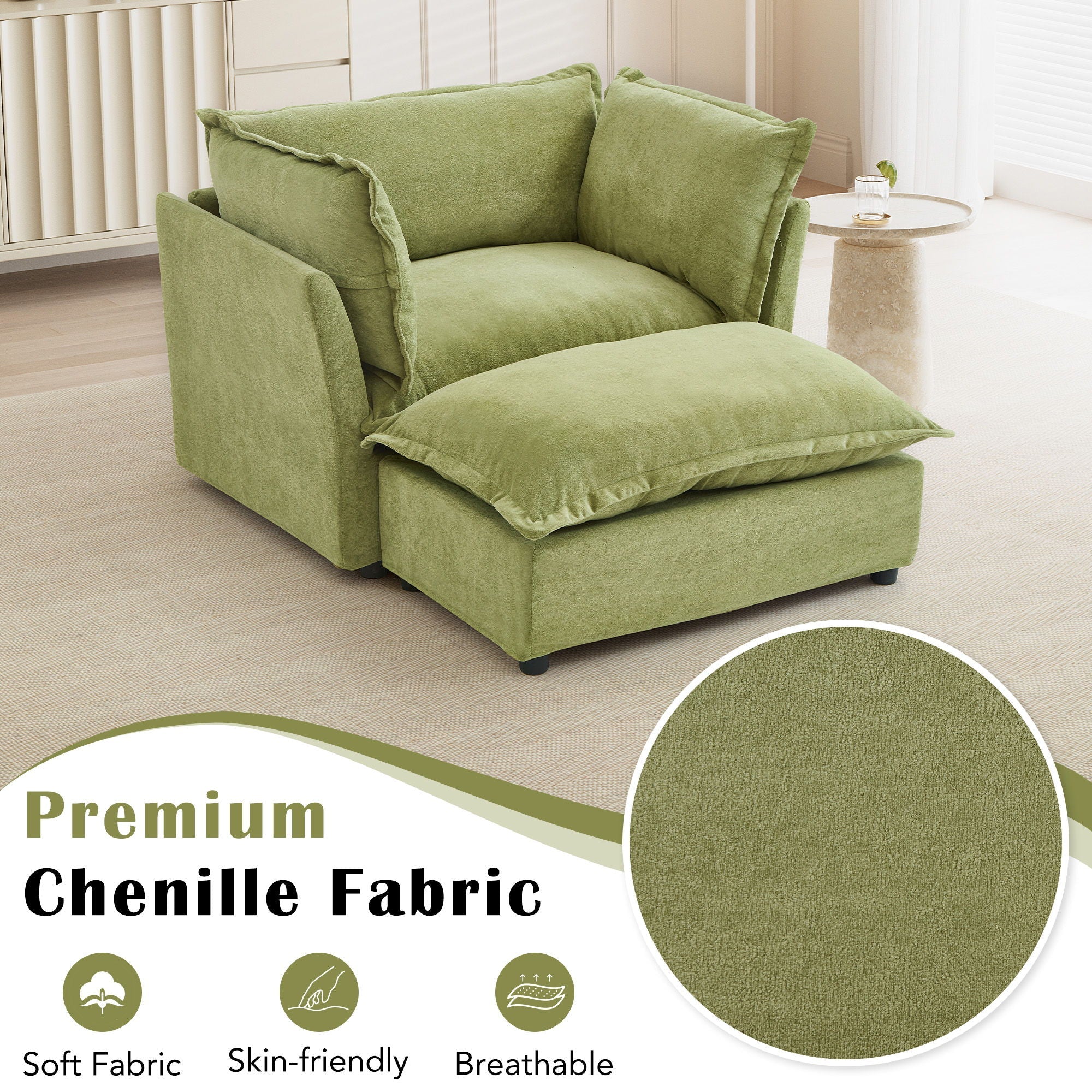 Modern Armchair Sofa With Movable Ottoman by HouseOfZazla