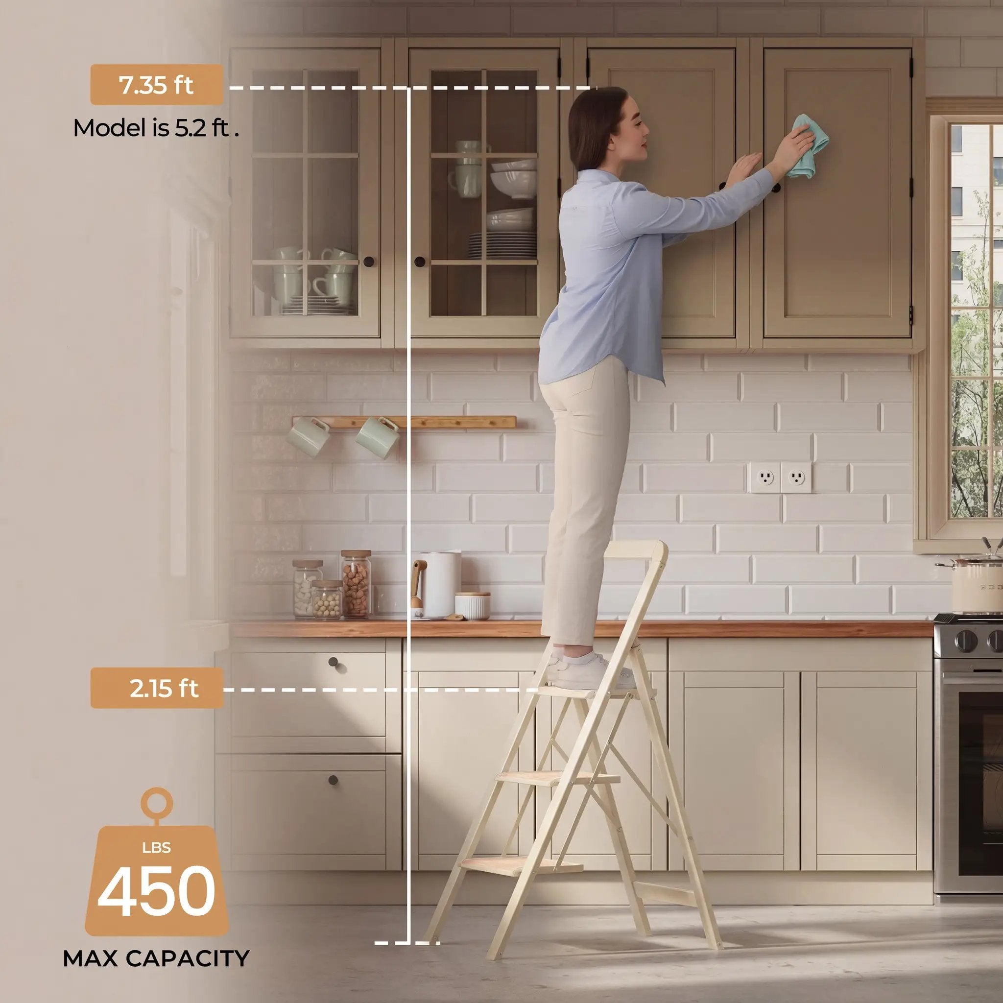 3 Step Ladder Folding Step Stool for Adults by HouseOfZazla