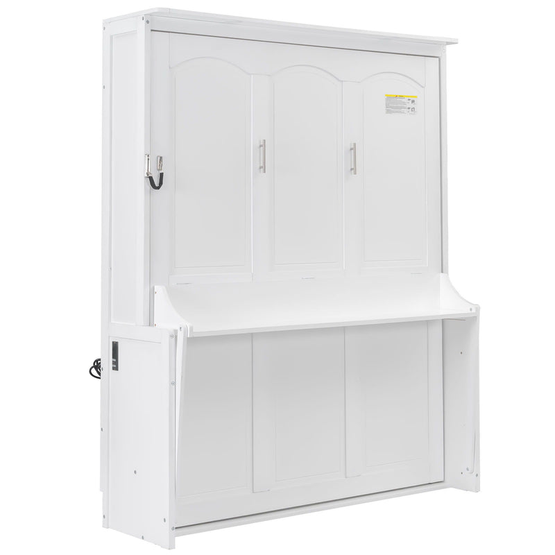 Murphy Bed With Desk, LED Lights & USB Charging Station by HouseOfZazla