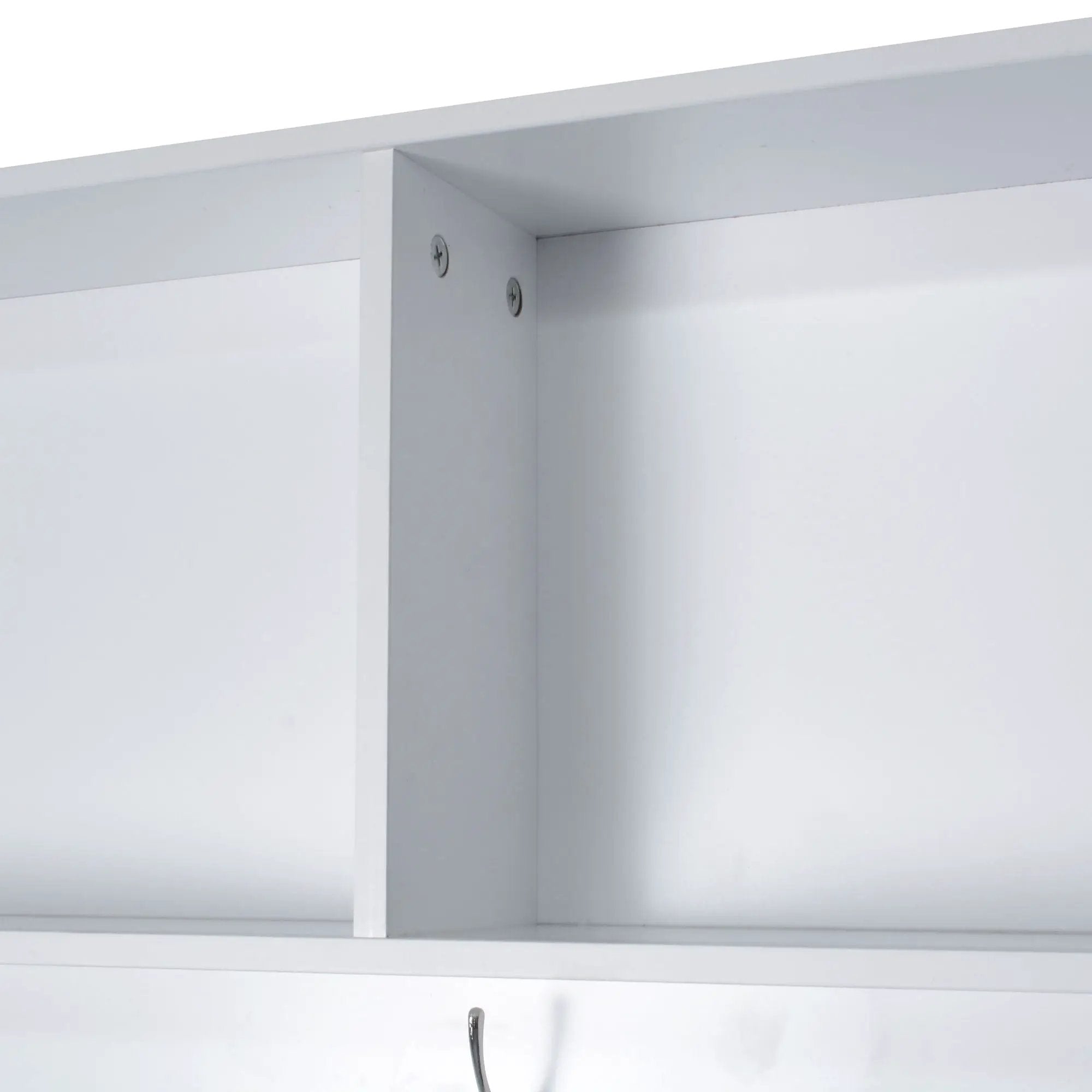 Entryway Bench With Coat Rack, 3 In 1 Design And Adjustable Shelves