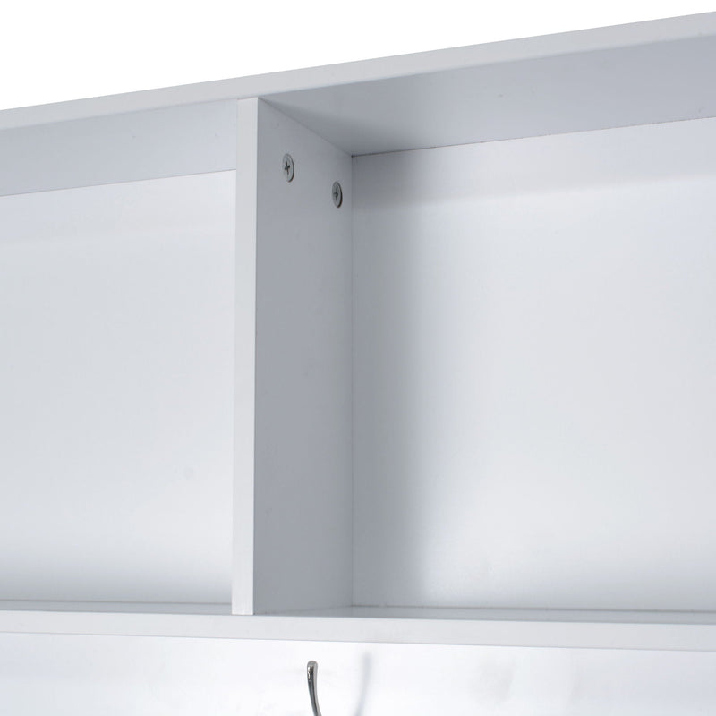 Entryway Bench With Coat Rack, 3 In 1 Design And Adjustable Shelves