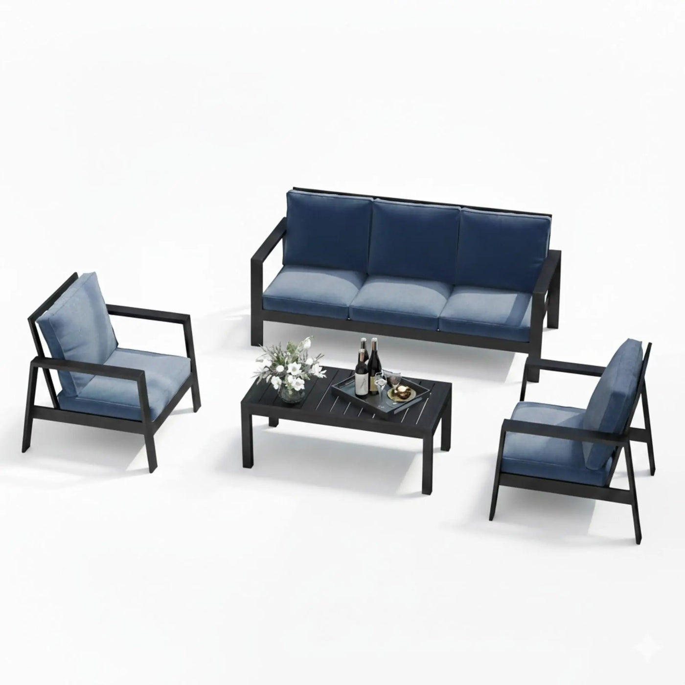 Modern 5 Seat Outdoor Patio Furniture Set With Coffee Table by HouseOfZazla