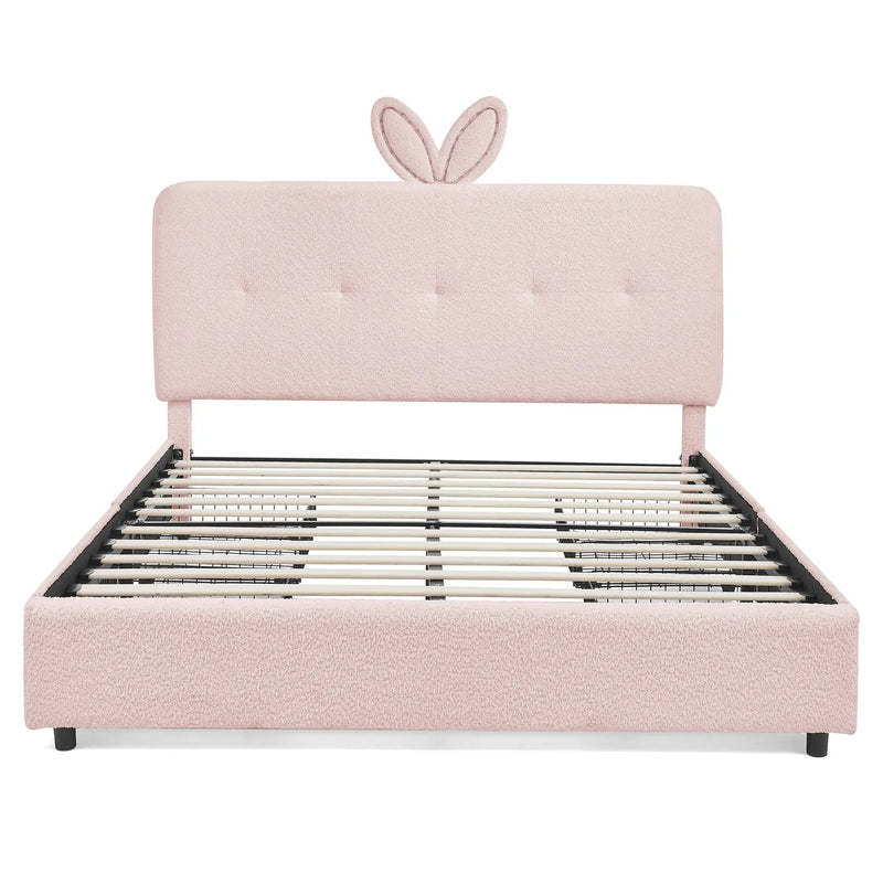 Full Size Kids Upholstered Bed with Oversized Rabbit Ear Headboard by HouseOfZazla