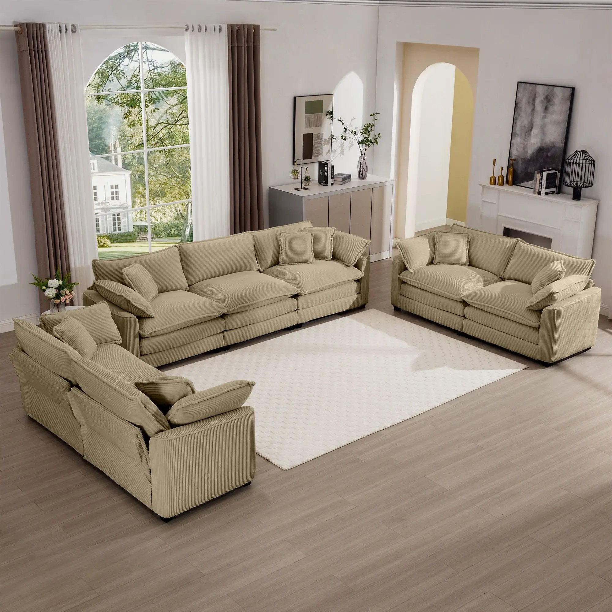 Elegant Oversized Sectional Sofa Set With Deep Seats And Flexible Layout by HouseOfZazla