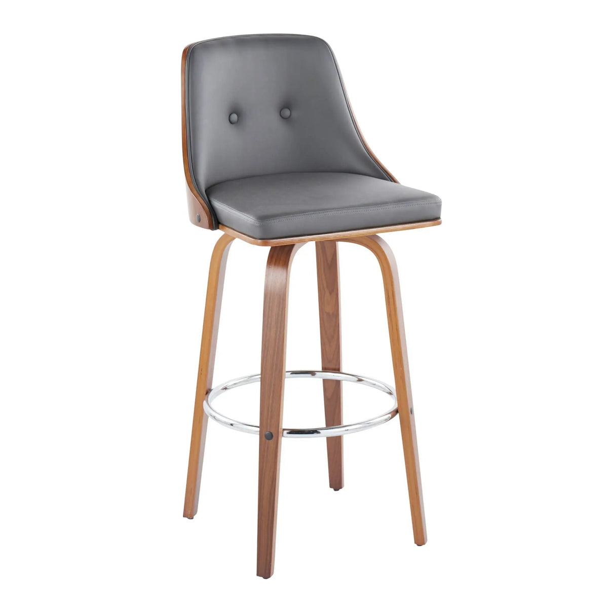 Gianna - Mid Century Modern Fixed Height Barstool With Swivel With Round Footrest (Set of 2) by HouseOfZazla
