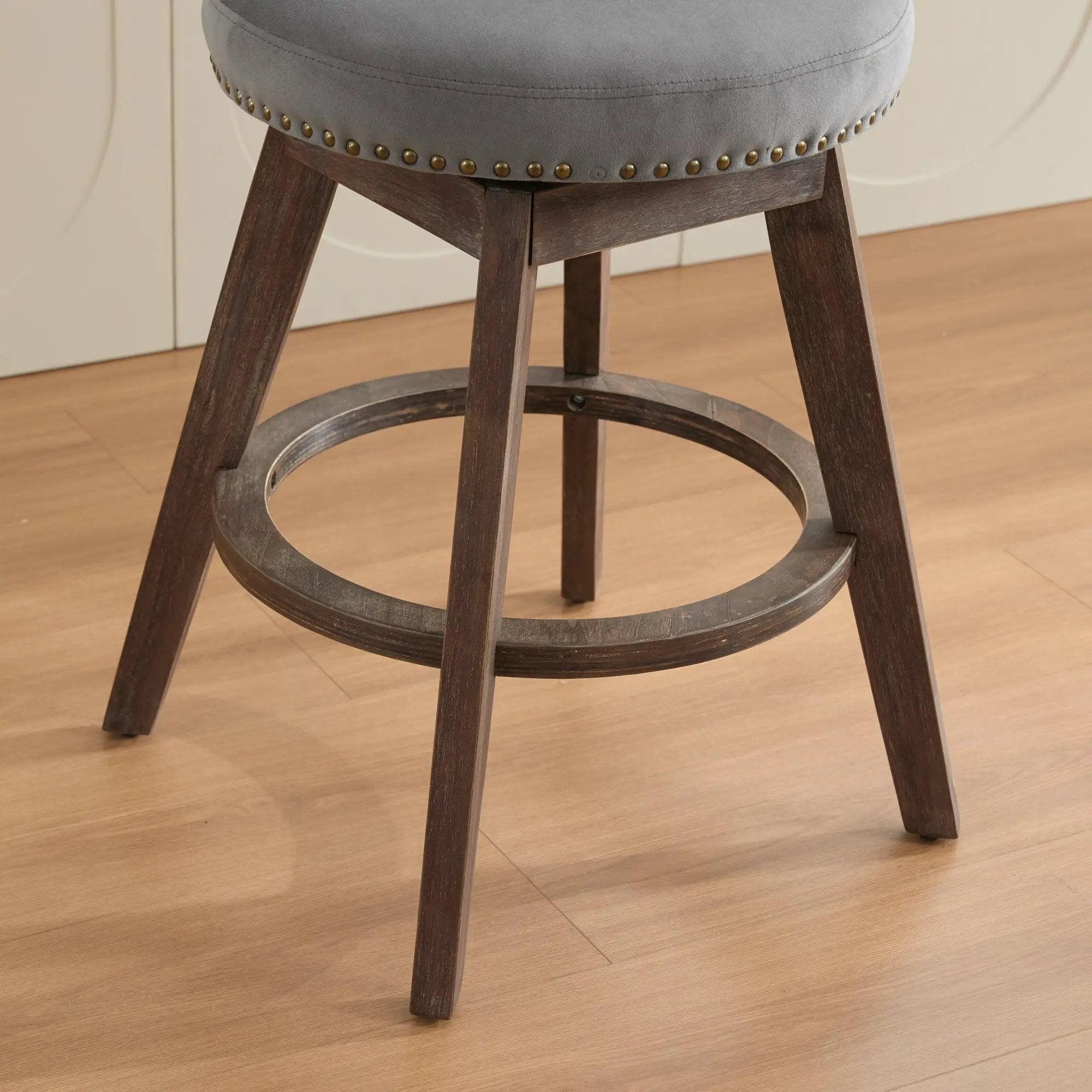 26" Counter Height Bar Stools Set of 2 with 360° Swivel and Velvet Upholstery by HouseOfZazla