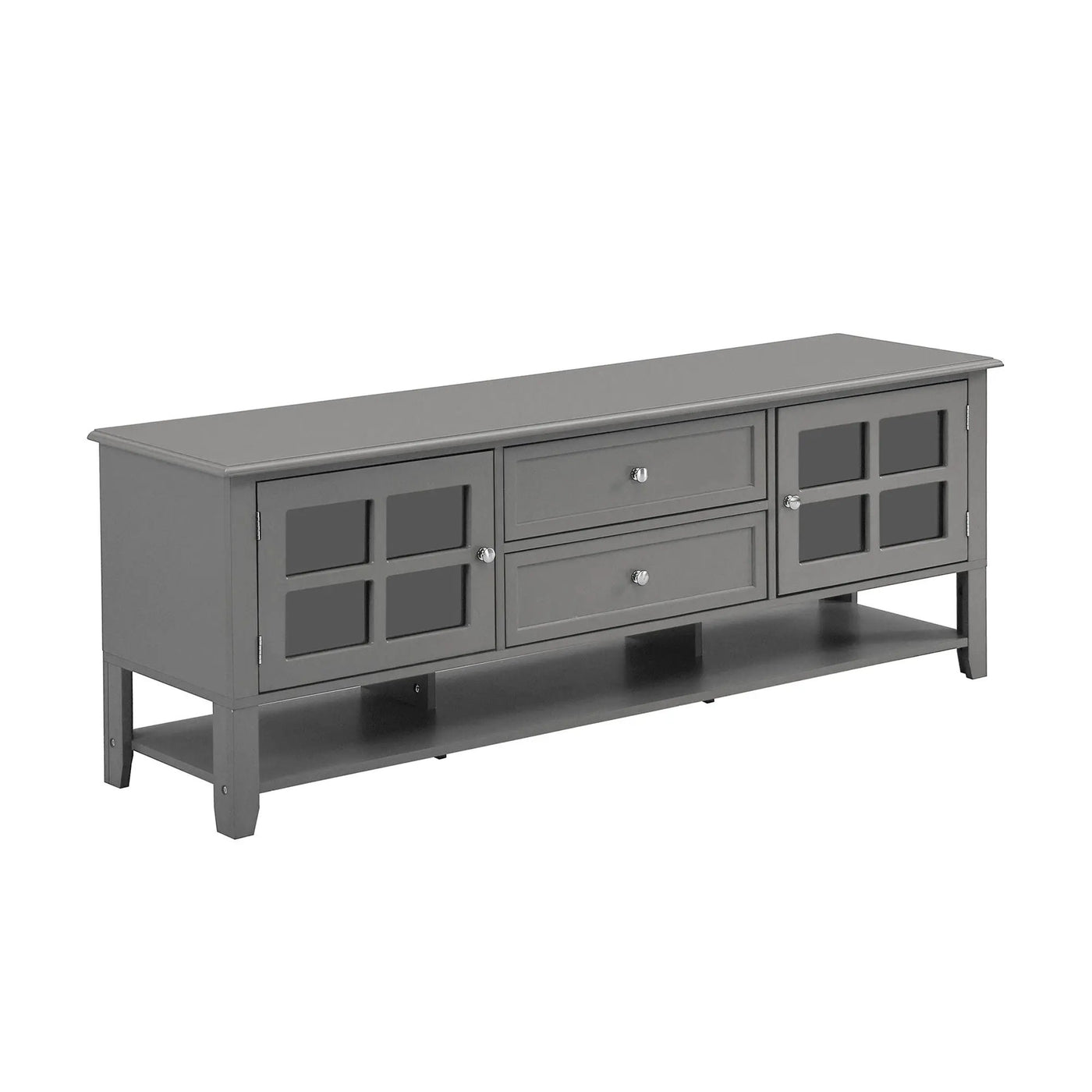 TV Stand, Entertainment Center With Dual Drawers And Hidden Storage, Cabinet With Soft Closing Doors And Sleek Panel Design by HouseOfZazla
