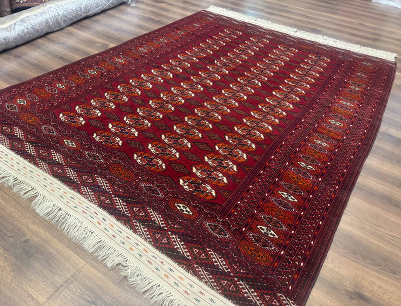 Persian Turkoman Rug 7x9, Red Tribal Carpet by Jewel Rugs