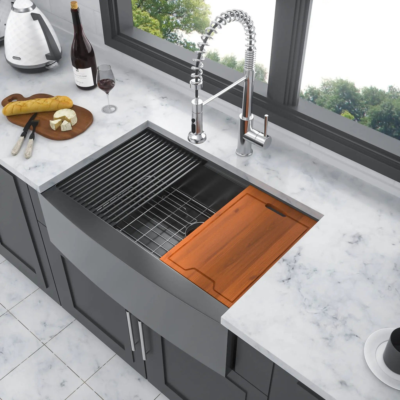 Farmhouse Kitchen Sink Workstation, Apron Front by HouseOfZazla