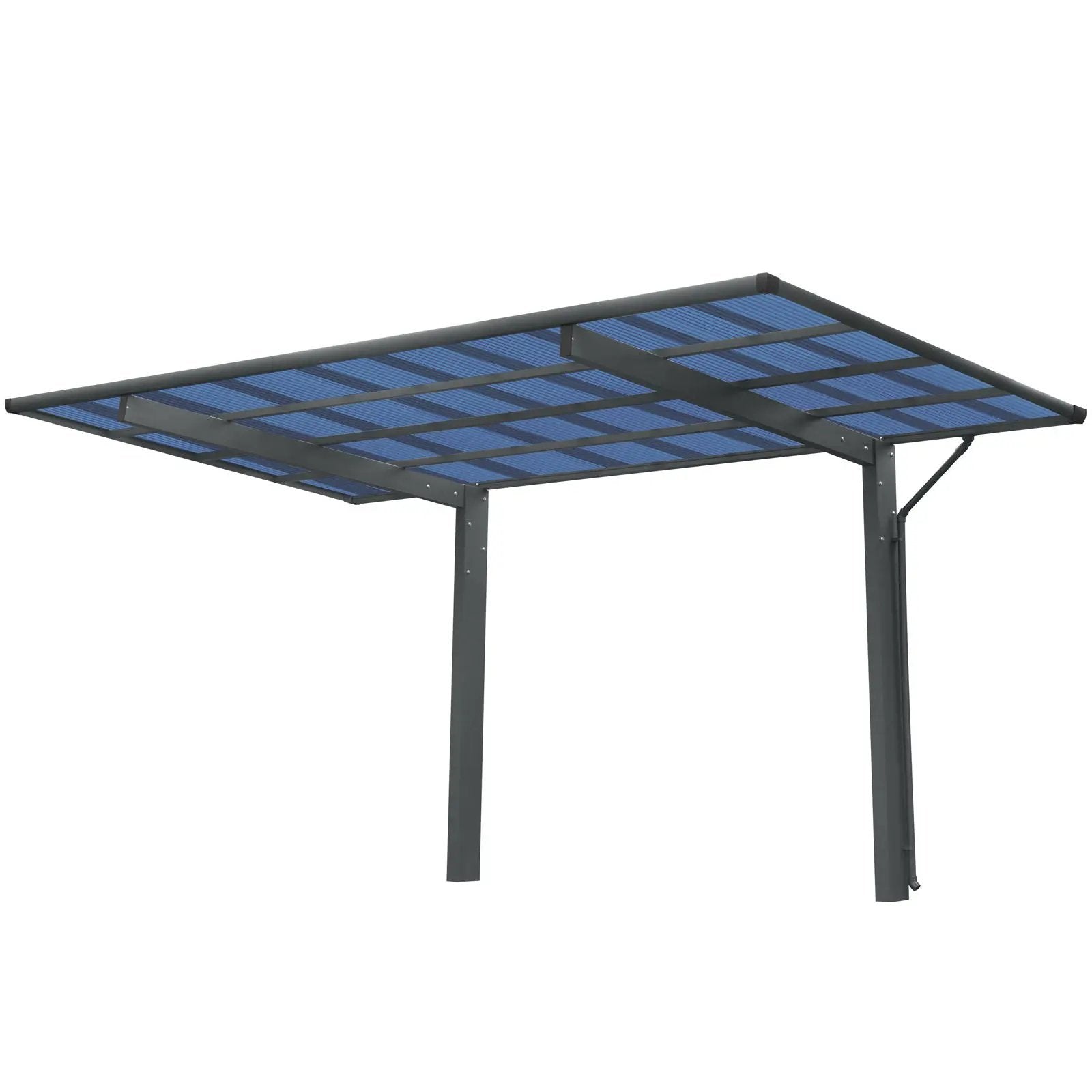 Outdoor Carport, Single Carport Aluminum Metal Frame And Polycarbonate Panels Car Port For Outdoor Driveway Car, Truck - Charcoal by Unique Piece Furniture