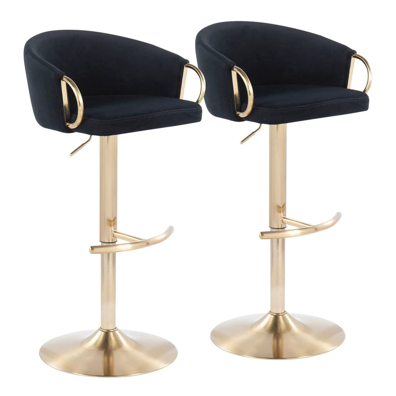 Claire - Contemporary / Glam Adjustable Bar Stool (Set of 2) by HouseOfZazla