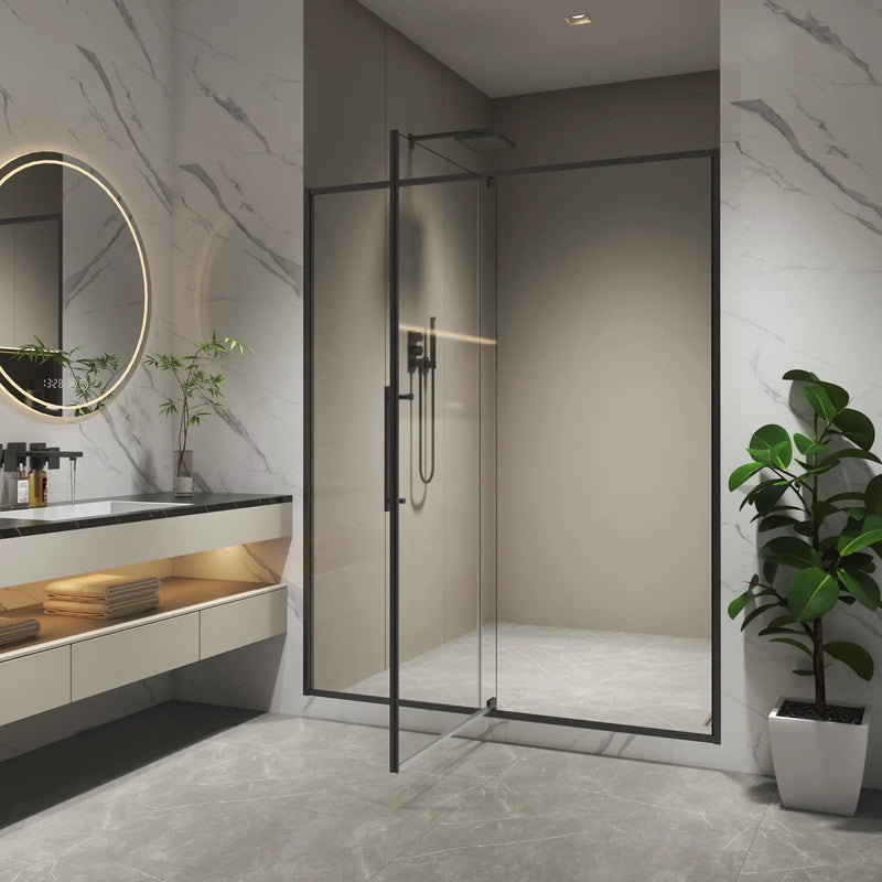 50-54"W x 74"H Pivot Shower Door with Matte Tempered Glass Finish by HouseOfZazla