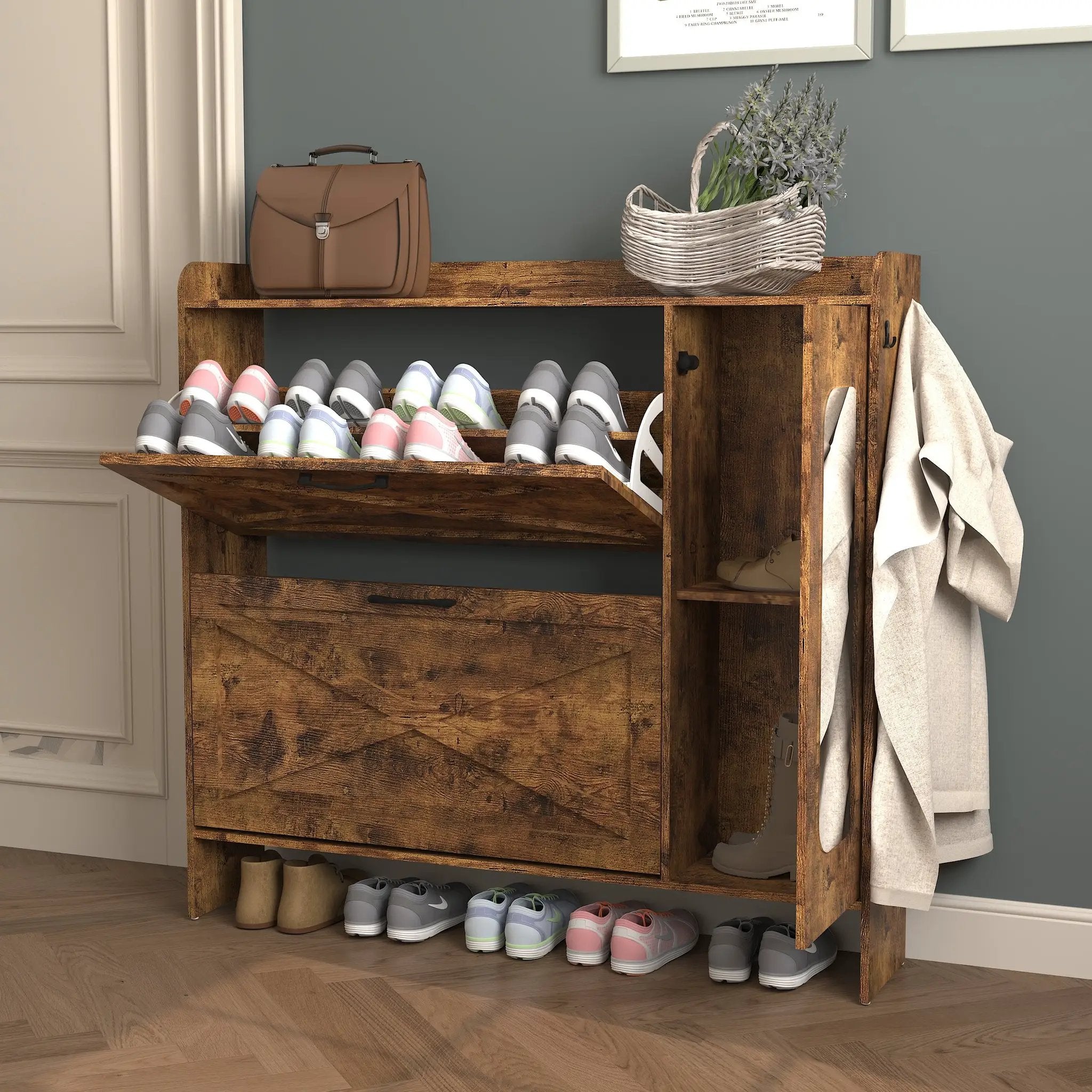 Shoe Storage Cabinet with 2 Flip Drawers by HouseOfZazla
