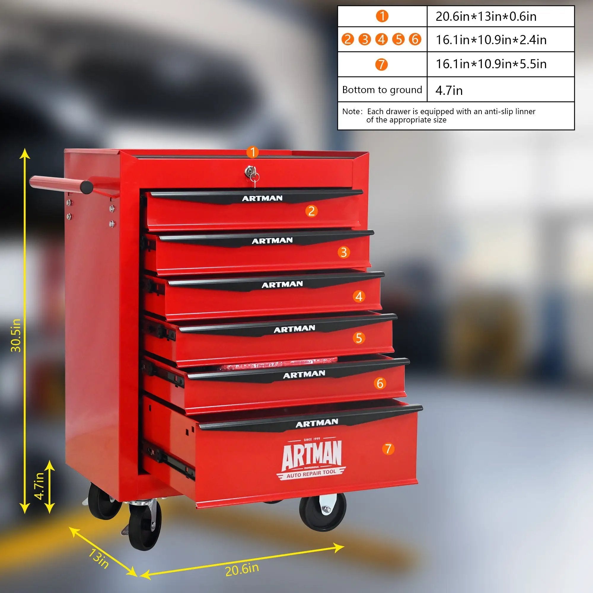Rolling Metal Tool Chest With Drawers, Steel Storage Cabinet With Ball Bearing Slides by HouseOfZazla