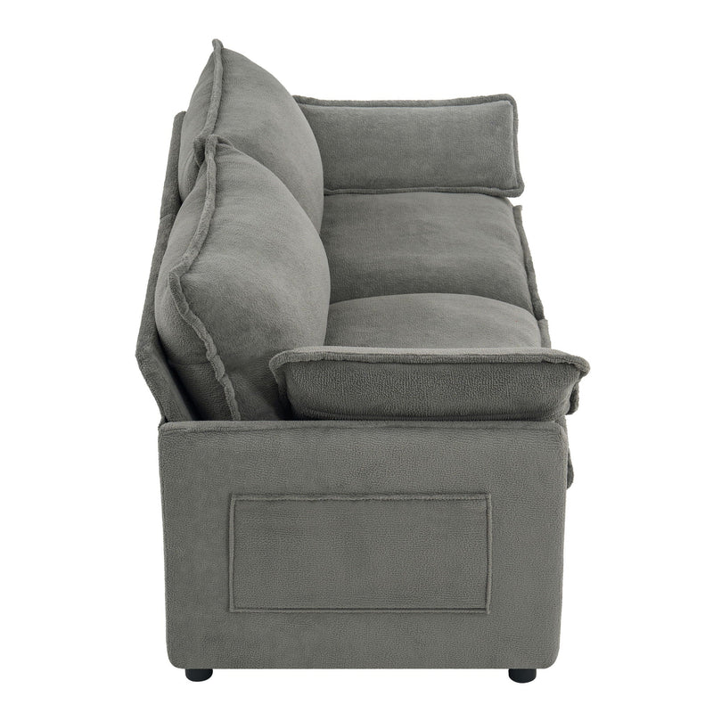 Modern Loveseat Sofa, Upholstered Couch With Side Storage Pockets by HouseOfZazla