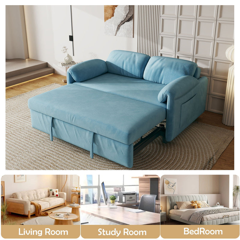 Sofa, Dual Purpose Lounge With Retractable Queen Size Bed by HouseOfZazla