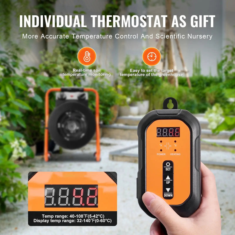 Greenhouse Heater with Thermostat, 1500W Fast Heating by HouseOfZazla