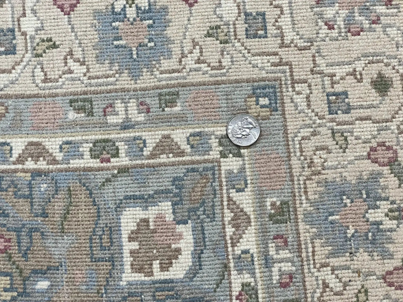 Indo Persian Rug 4x6, Floral Medallion, Beige, Handmade Wool Vintage Carpet 4 x 6 ft by Jewel Rugs