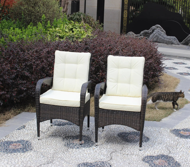 2-Piece Liberatore Dining Chairs with Beige Cushions by HouseOfZazla