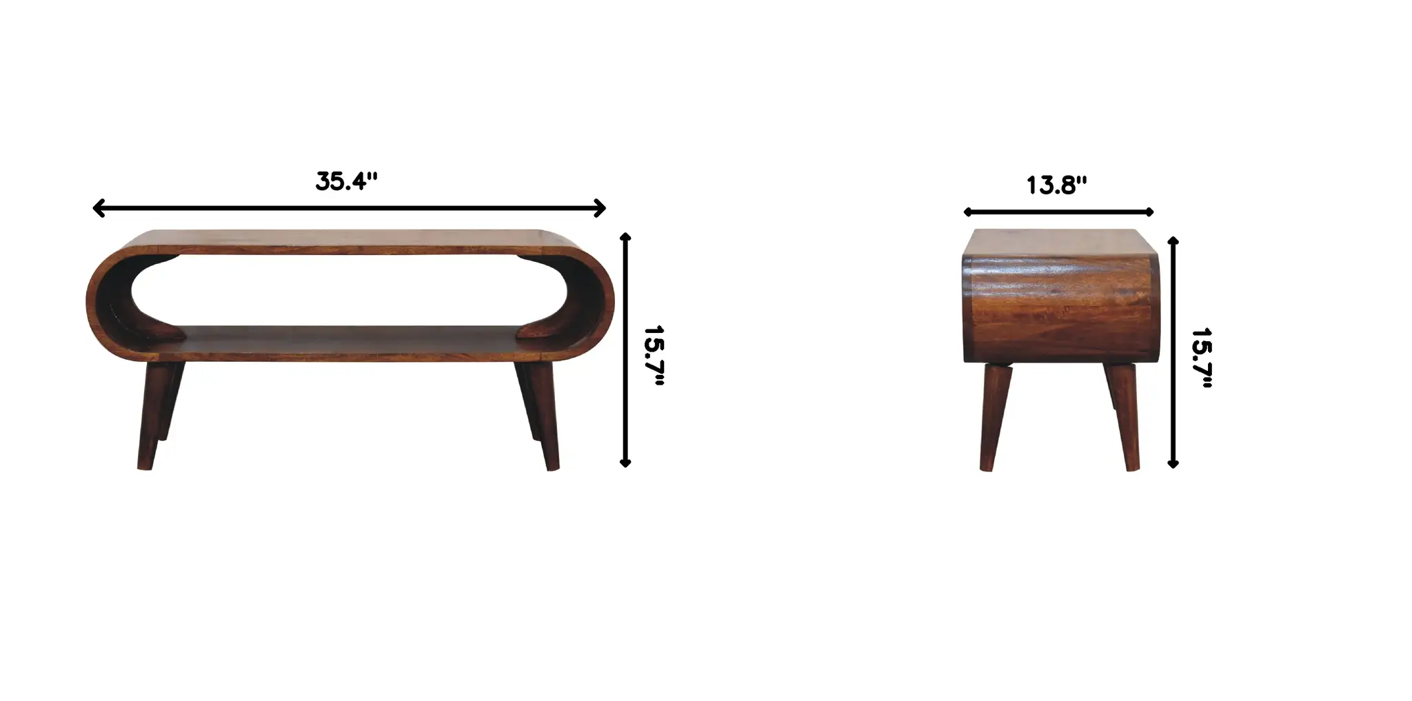 Solid Wood Amaya Nordic Style Coffee Table, Open Storage by HouseOfZazla