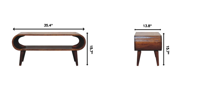 Solid Wood Amaya Nordic Style Coffee Table, Open Storage by HouseOfZazla