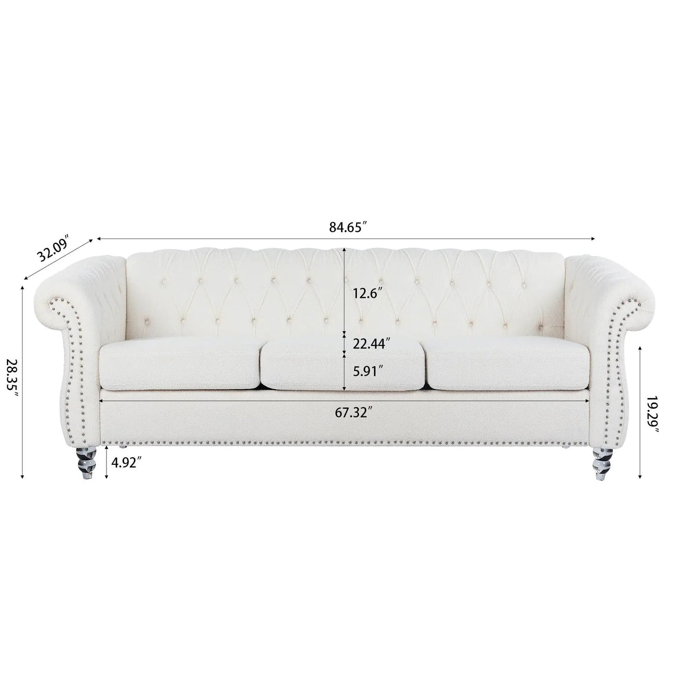 Rolled Arm Chesterfield 3 Seater Sofa by HouseOfZazla