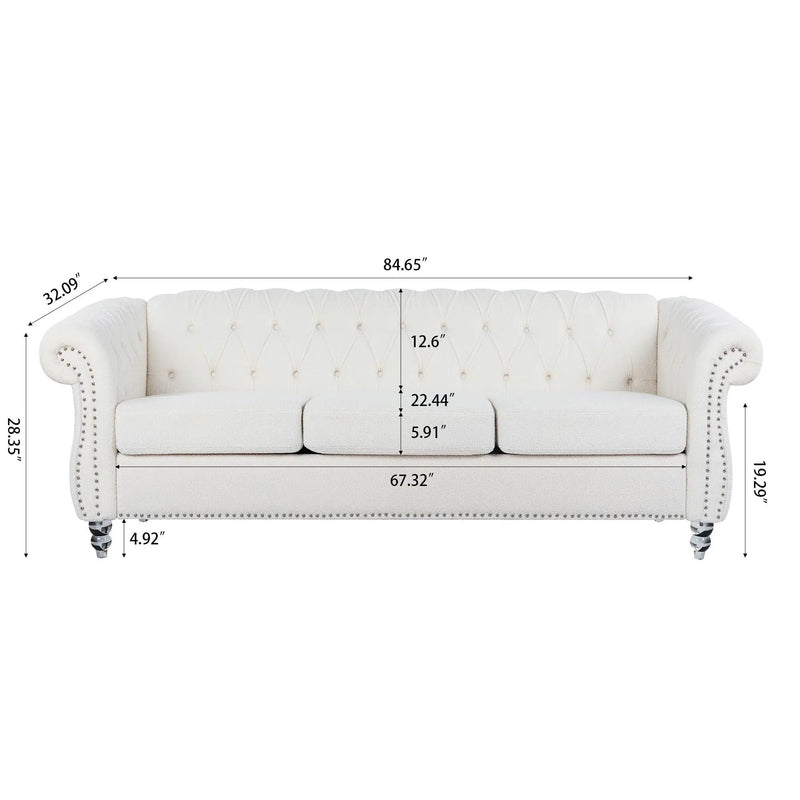 Rolled Arm Chesterfield 3 Seater Sofa by HouseOfZazla