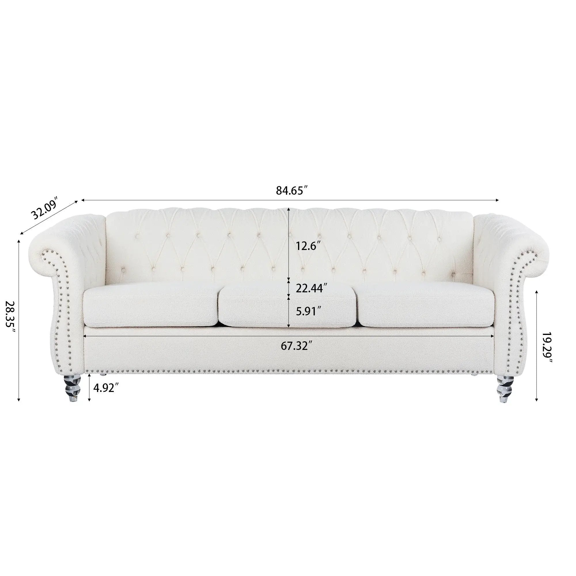 Rolled Arm Chesterfield 3 Seater Sofa by Unique Piece Furniture