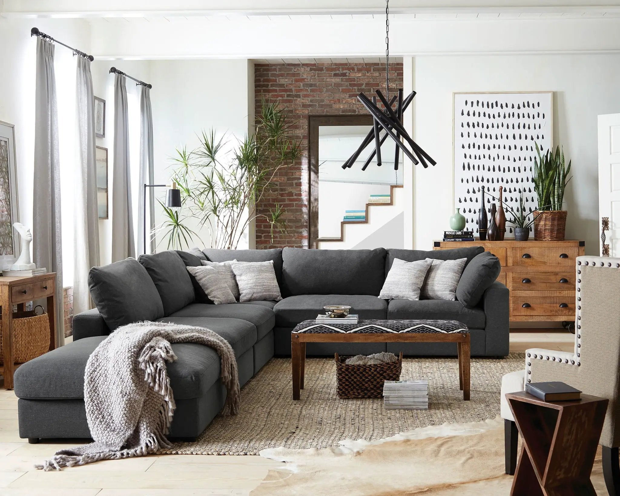 Serene 6-piece Upholstered Modular Sectional Sofa Charcoal by Unique Piece Furniture