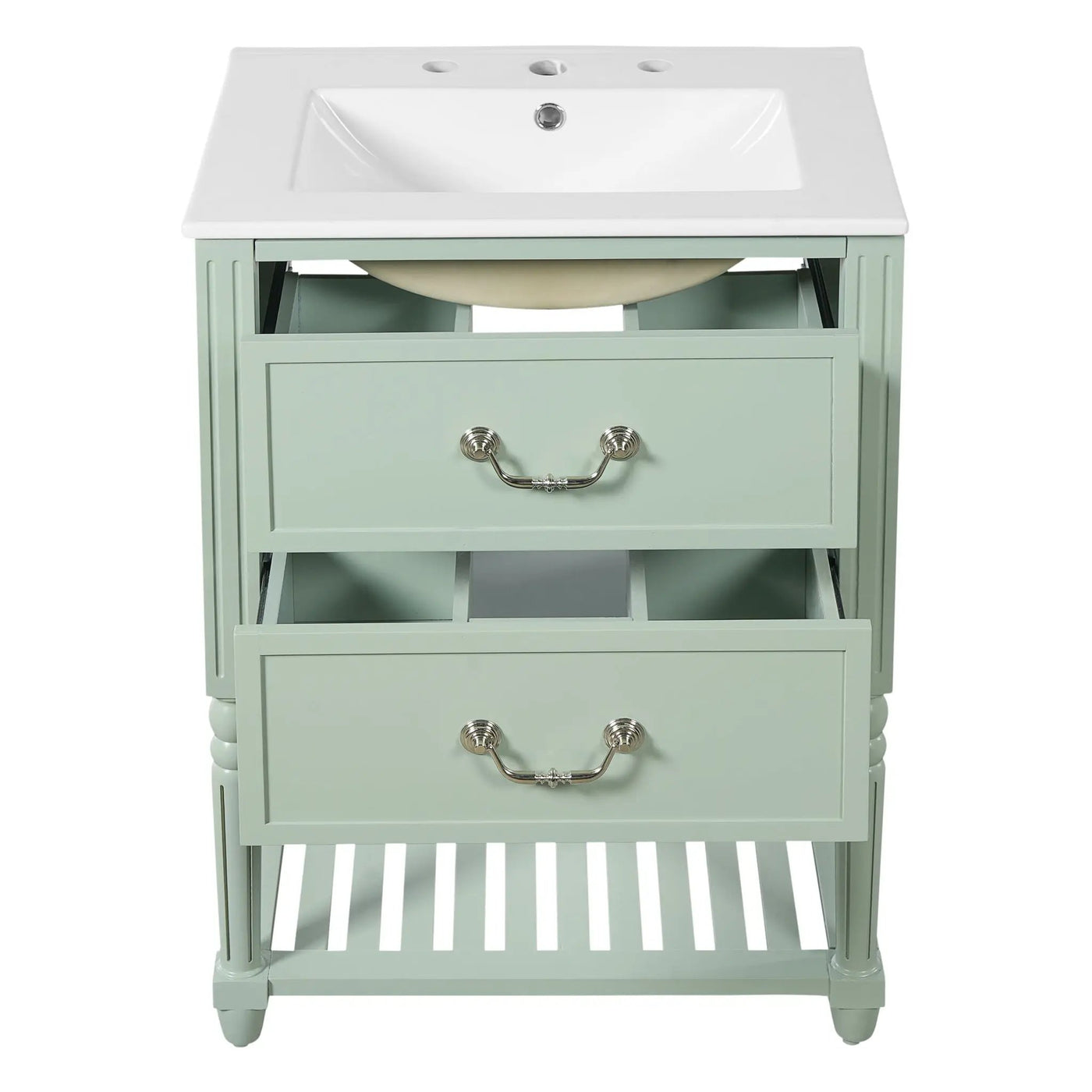 Wave Design Bathroom Vanity With Sink, 2 Drawers And Open Shelf by HouseOfZazla