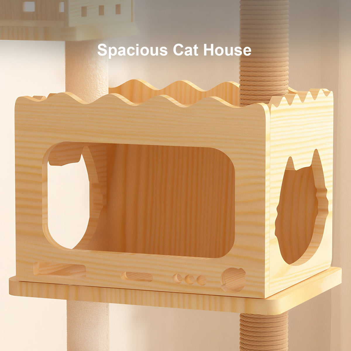 66.9" Modern Cat Tower with Sisal Scratching Posts - Wood Cat Tree, photo 3 of 7