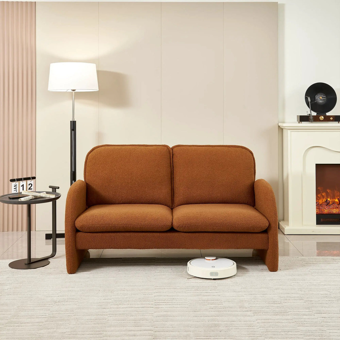 Loveseat Sofa Small Couch For Living Room, Sherpa Fabric Upholstered Loveseat Sofa Couch, Small Loveseat Sofa For Apartment, Bedroom by HouseOfZazla
